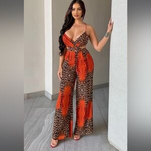 Orange and leopard jumpsuit!